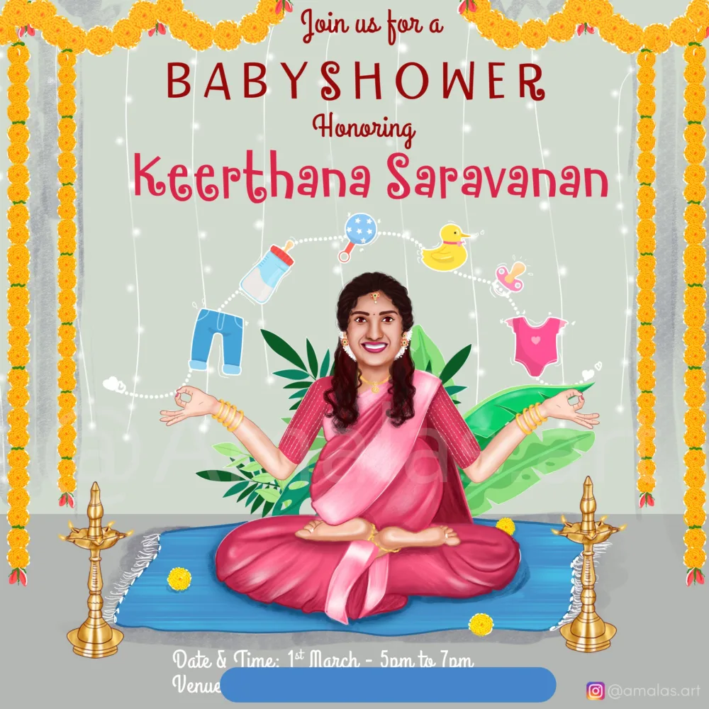 Custom baby shower caricature invitation