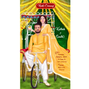 caricature haldi Invitation