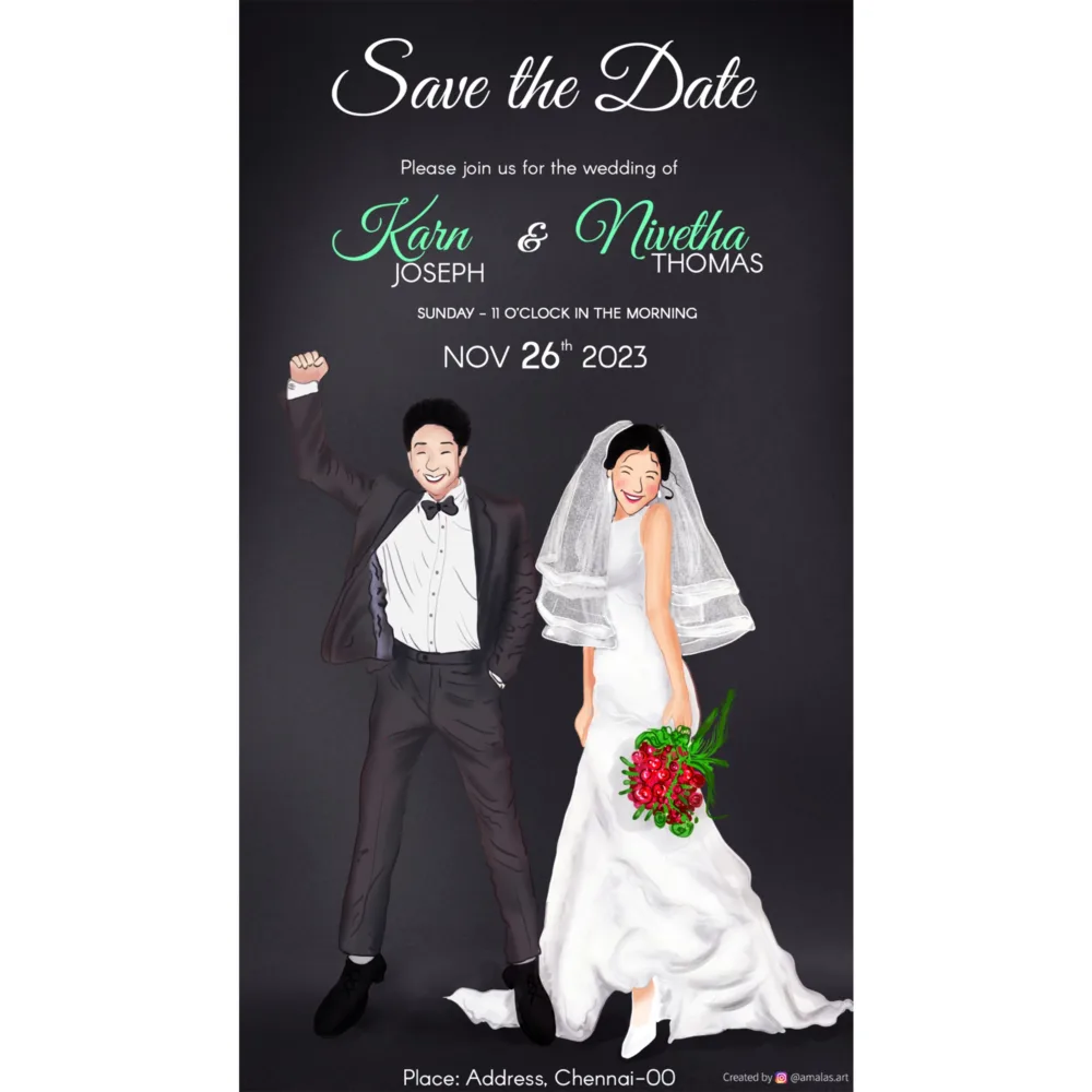 caricature wedding invitation