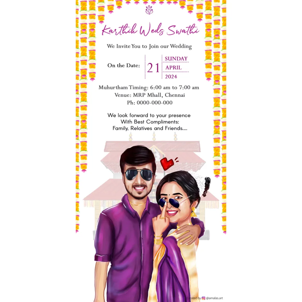 Cute Cartoony Wedding Caricatures - Wedding invitation cards