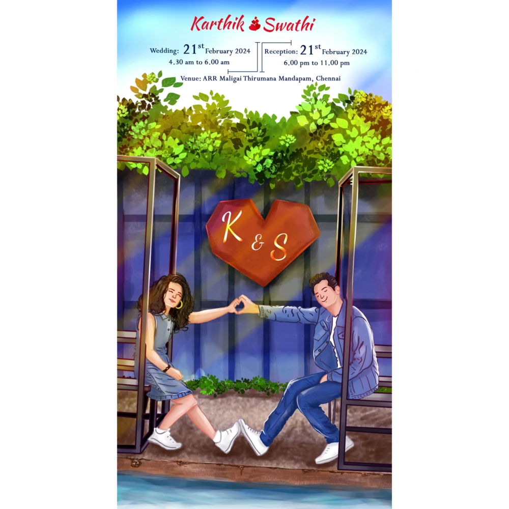 Cartoony Colorful Wedding Card - Wedding Invitation