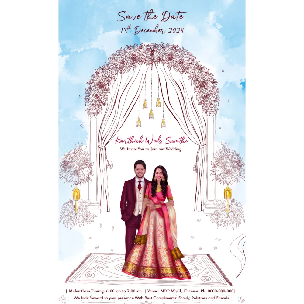 Love Birds Couple Wedding Invitation - Wedding Invitation Card